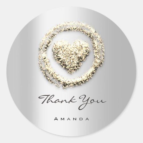 Thank Name Sweet 16th Rose Heart Gray Gold Classic Round Sticker