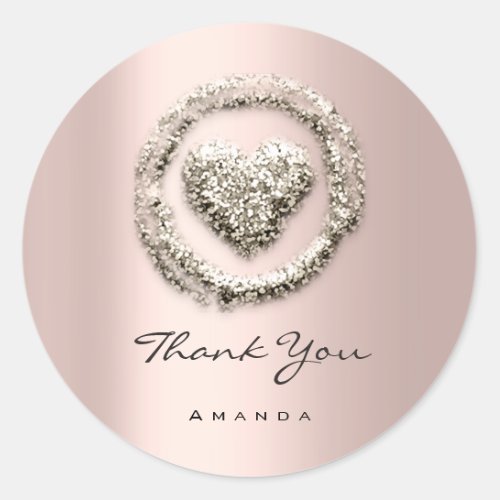 Thank Name Sweet 16th Rose Heart Gray Rose  Classic Round Sticker