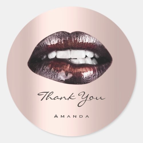 Thank Name Sweet 16th Rose Kiss Lips Make_up  Classic Round Sticker