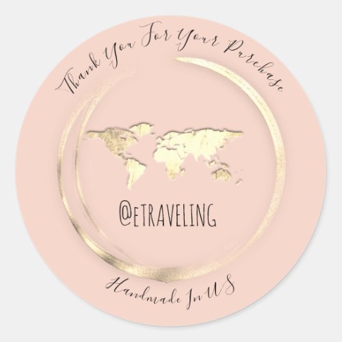 Thank Purchase Rose Gold World Map Travel  Globe Classic Round Sticker