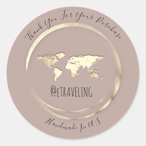 Thank Purchase Rose World Map Traveling Globe  Classic Round Sticker