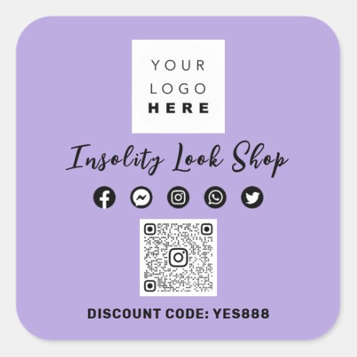 Thank QR CODE Logo Discount Code Purple  Square Sticker