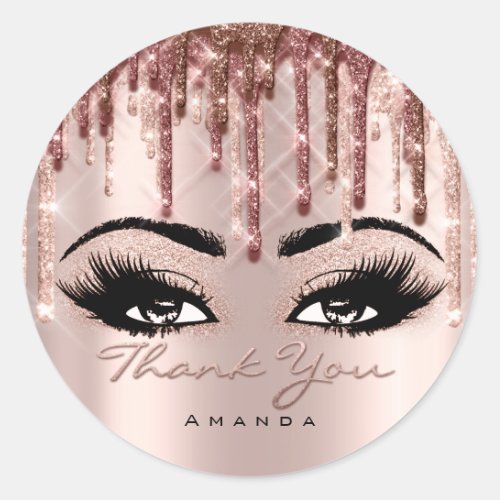 Thank Scrip Name 16th Bridal Rose Eyelash 3D drips Classic Round Sticker