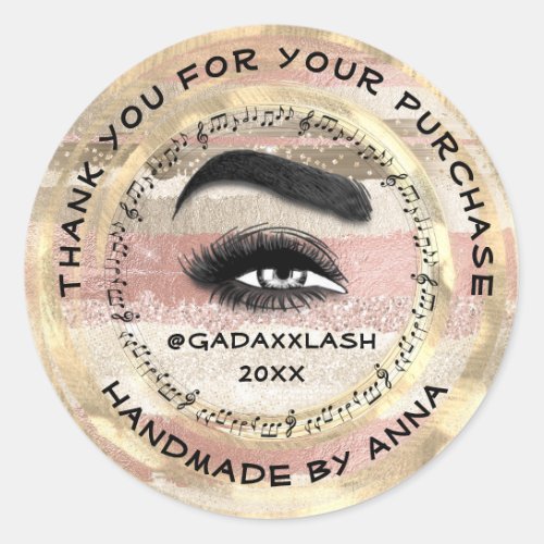 Thank Shop Makeup Artist Lash Studio Music Brows Classic Round Sticker