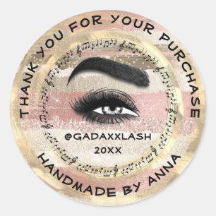 Thank Shop Makeup Artist Lash Studio Music Brows Classic Round Sticker