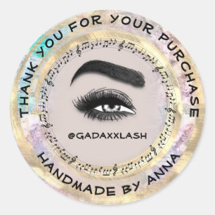 Thank Shop Makeup Artist Lash Studio Music Rose Classic Round Sticker