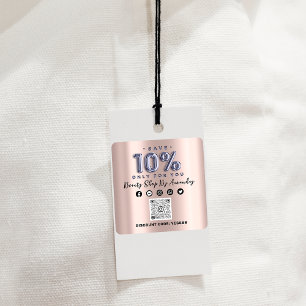 Thank Shopping 10%Off QR CODE Rose Lilac Square Sticker