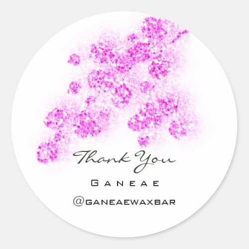 Thank Shopping Girly Pink Glitter Drips Floral Classic Round Sticker