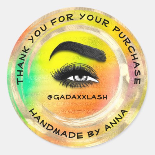 Thank Shopping Makeup Artist Lash Bright Abstract  Classic Round Sticker