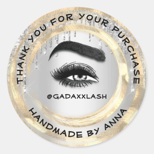 Thank Shopping Makeup Artist Lash Cleaner Silver Classic Round Sticker