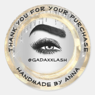 Thank Shopping Makeup Artist Lash Cleaner Silver Classic Round Sticker