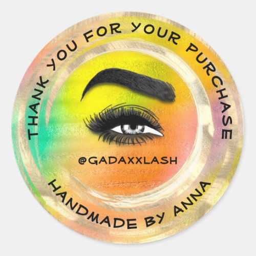 Thank Shopping Makeup Artist Lash Holograph Gold Classic Round Sticker
