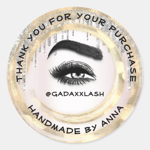 Thank Shopping Makeup Artist Lash Pink Gold  Classic Round Sticker