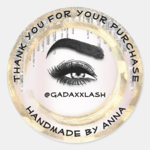 Thank Shopping Makeup Artist Lash Pink Gold Classic Round Sticker