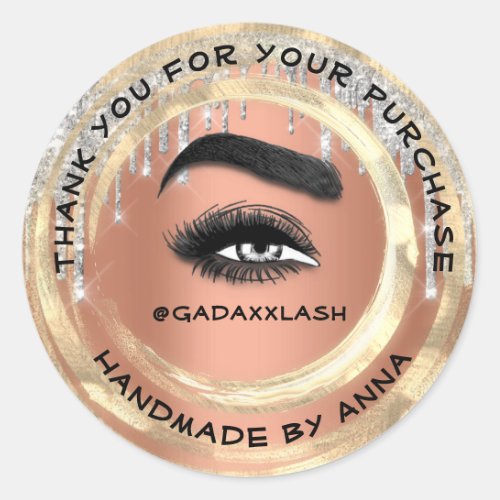 Thank Shopping Makeup Artist Lash Rose Gold  Classic Round Sticker