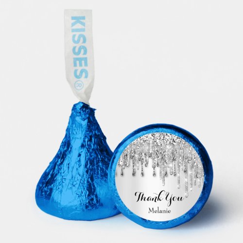 Thank Silver Blue Drips Sweet 16th Bridal Shower  Hersheys Kisses