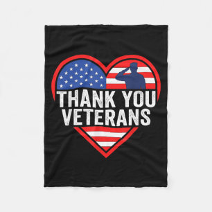 Thank Veterans Day Memorial Day Partiotic Military Fleece Blanket