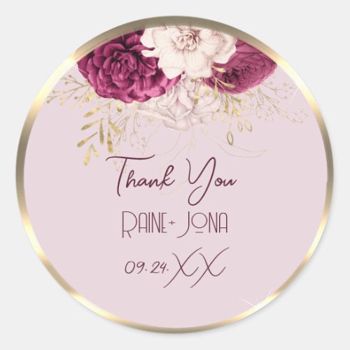 Thank Wedding Favor Bridal Sweet 16th Frame Pink  Classic Round Sticker