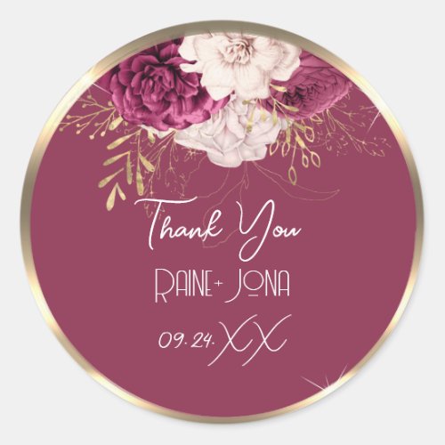 Thank Wedding Favor Bridal Sweet 16th Frame Rose Classic Round Sticker
