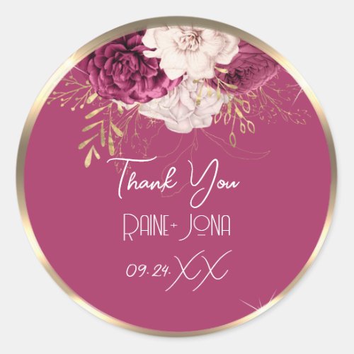 Thank Wedding Favor Bridal Sweet 16th Gold Rose Classic Round Sticker