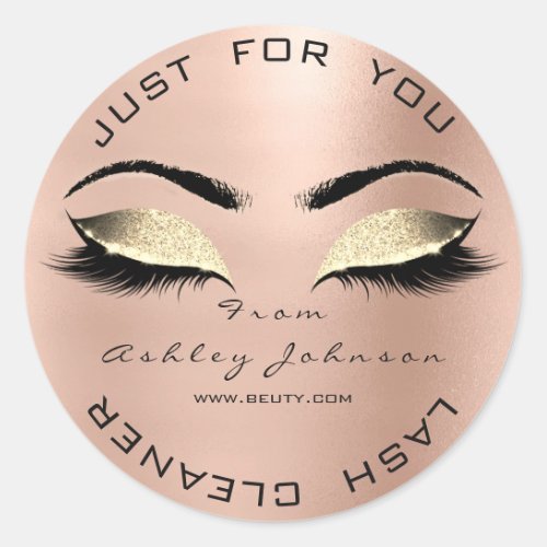 Thank YBeauty Salon Glitter Rose Gold Lash Cleaner Classic Round Sticker