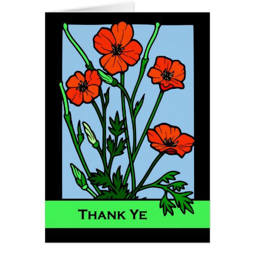 Thank Ye Thank You Blank Card in Scots Poppies