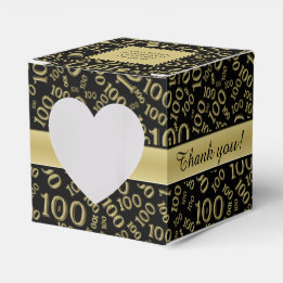 "Thank you": 100th Birthday Party Gold/Black Theme Favor Boxes