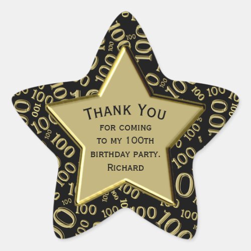 Thank you _ 100th Number Pattern BlackGold Star Sticker