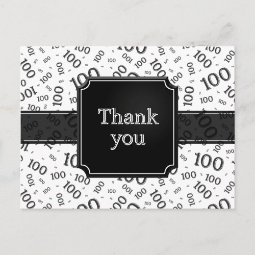 Thank You 100th Number Pattern Black/White