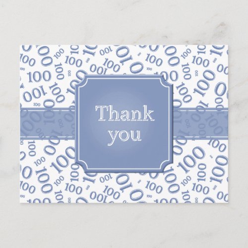 Thank You 100th Number Pattern Blue/White