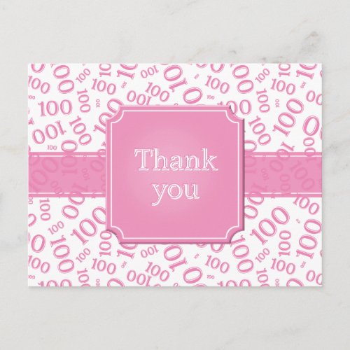Thank You 100th Number Pattern Pink/White