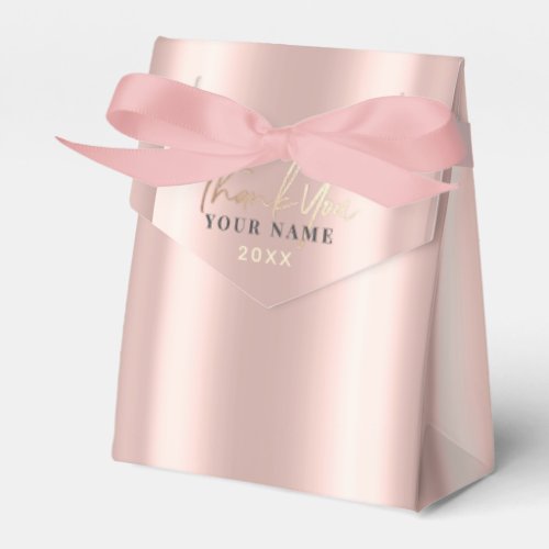 Thank You 16th Bridal Rose Gold Pink Sleek Chic Favor Boxes