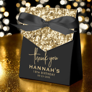 Thank You 18th Birthday Gold Glitter Monogram Favor Boxes