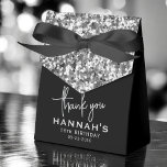 Thank You 18th Birthday Silver Glitter Monogram  Favor Boxes<br><div class="desc">Show your appreciation with the Thank You Birthday Silver Glitter Monogram Script Favor Boxes. Designed with a shimmering silver glitter background and elegant monogram script, these favor boxes add a touch of sophistication to any birthday celebration. Perfect for holding small gifts, treats, or keepsakes, they make a stylish and memorable...</div>