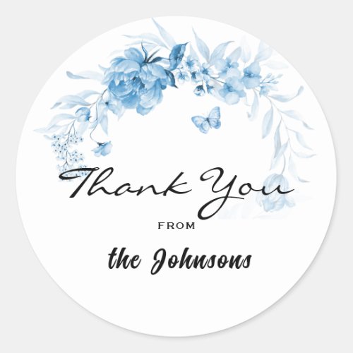 Thank You 15_in Blue Envy or Shower Favor 20 Classic Round Sticker
