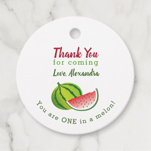 Thank You  1st Birthday One in a Melon Favor Tags