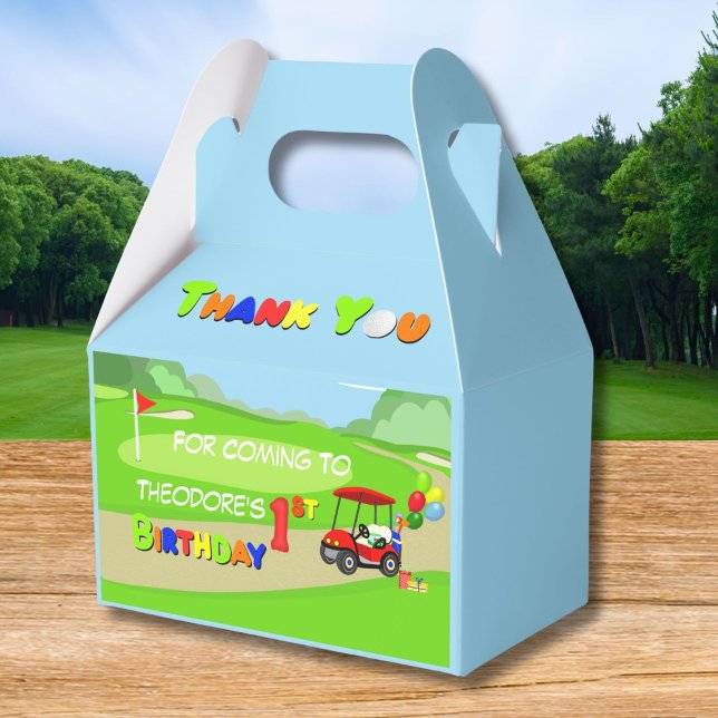 Thank You 1st Birthday Red Golf Cart Boy's Favor Boxes (Creator Uploaded)