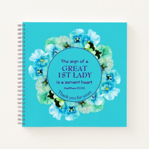 Thank You 1st Lady Floral PASTOR APPRECIATION Notebook