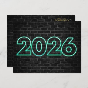 Thank you 2026 New Year Neon Sign Postcard
