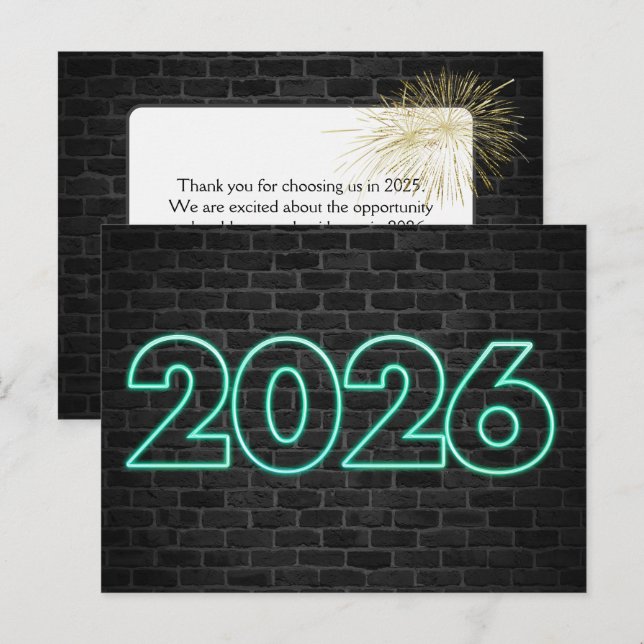 Thank you 2026 New Year Neon Sign Postcard (Front/Back)