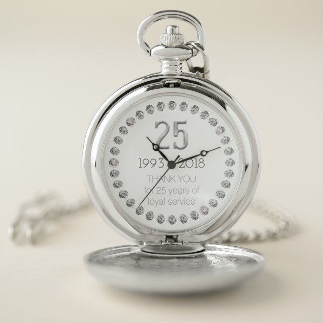 Thank You 25 years 25th Anniversary Typography Pocket Watch (Inside)