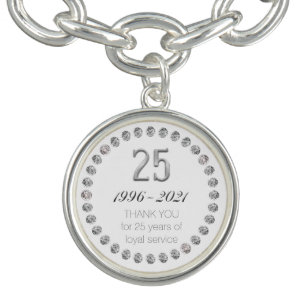Thank You 25th Anniversary Employee Work Charm Bracelet