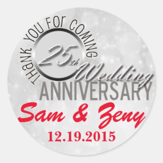 Thank You 25th Wedding Anniversary Favor Sticker