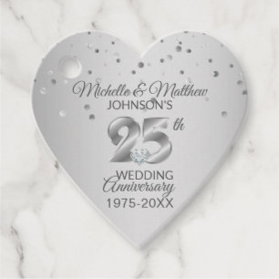 Thank You 25th Year Silver Wedding Anniversary Favor Tags