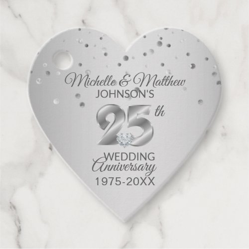 Thank You 25th Year Silver Wedding Anniversary Favor Tags