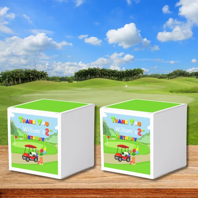 Thank You 2nd Birthday Red Golf Cart Boy's Favor Boxes (Creator Uploaded)