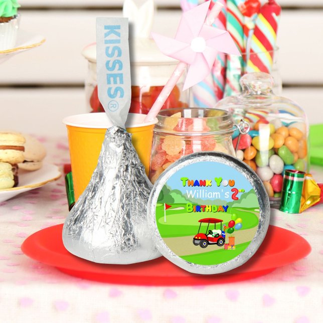Thank You 2nd Birthday Red Golf Cart Boy's Hershey®'s Kisses® (Creator Uploaded)