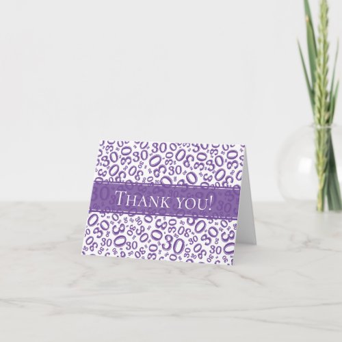 Thank You 30 Random Number Pattern  PurpleWhite Thank You Card