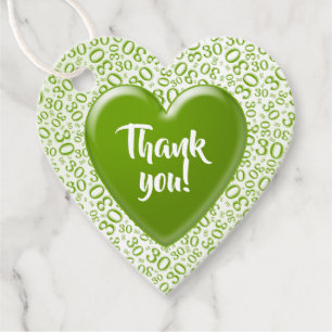 Thank You 30th Random Number Pattern Green 30 Favor Tags