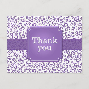 Thank You 35 Number Pattern Purple/White Postcard